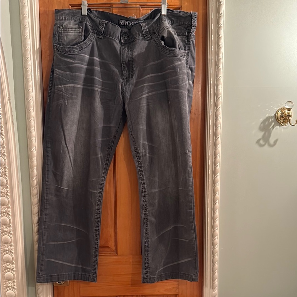 Affliction Men's Dark Gray Relaxed Jeans